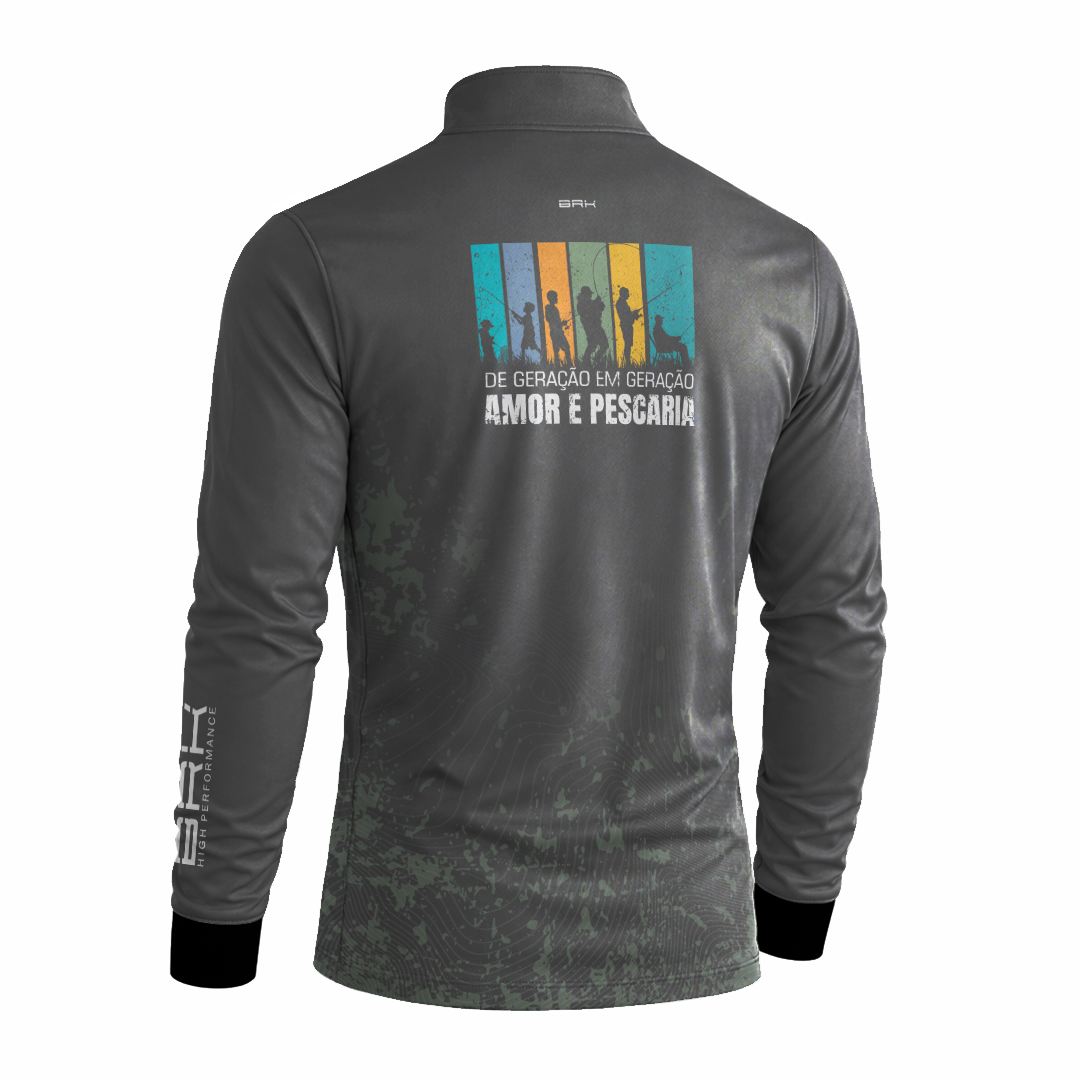 Camisa Brk Dia dos Pais De Geração em Geração Amor e Pescaria com Proteção Solar UV50+
