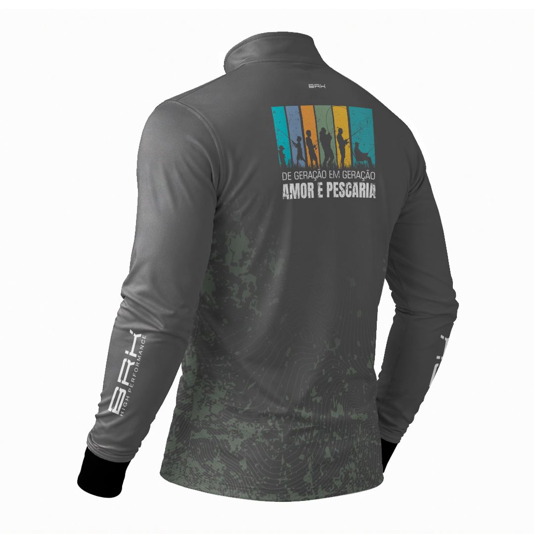Camisa Brk Dia dos Pais De Geração em Geração Amor e Pescaria com Proteção Solar UV50+