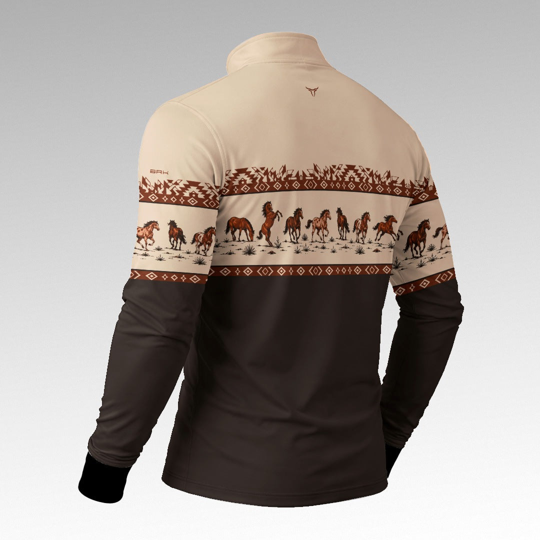 Camisa Brk Agro Apache Cavalos Marrom com UV50+