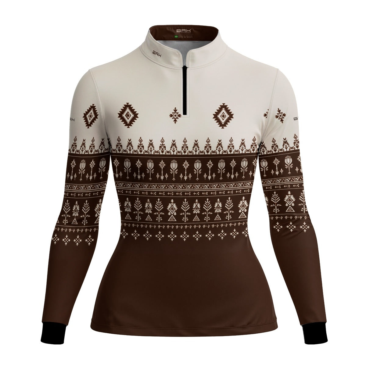 Camisa Brk Agro Feminina Apache Marrom Creme com UV50+