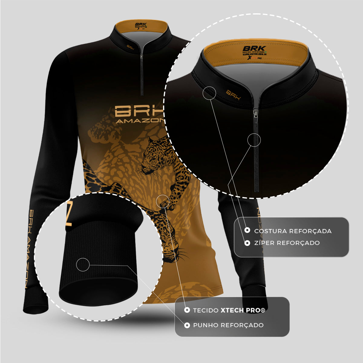 Camisa de Pesca Feminina Brk Amazon Onça com Proteção UV50