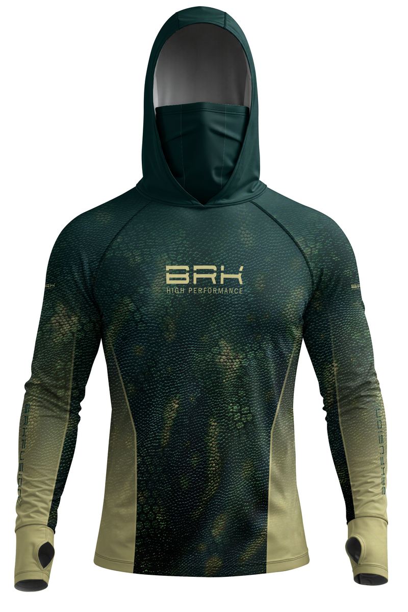 Camisa FusionX Réptil Brk Escamas Verde Musgo com Proteção UV50+