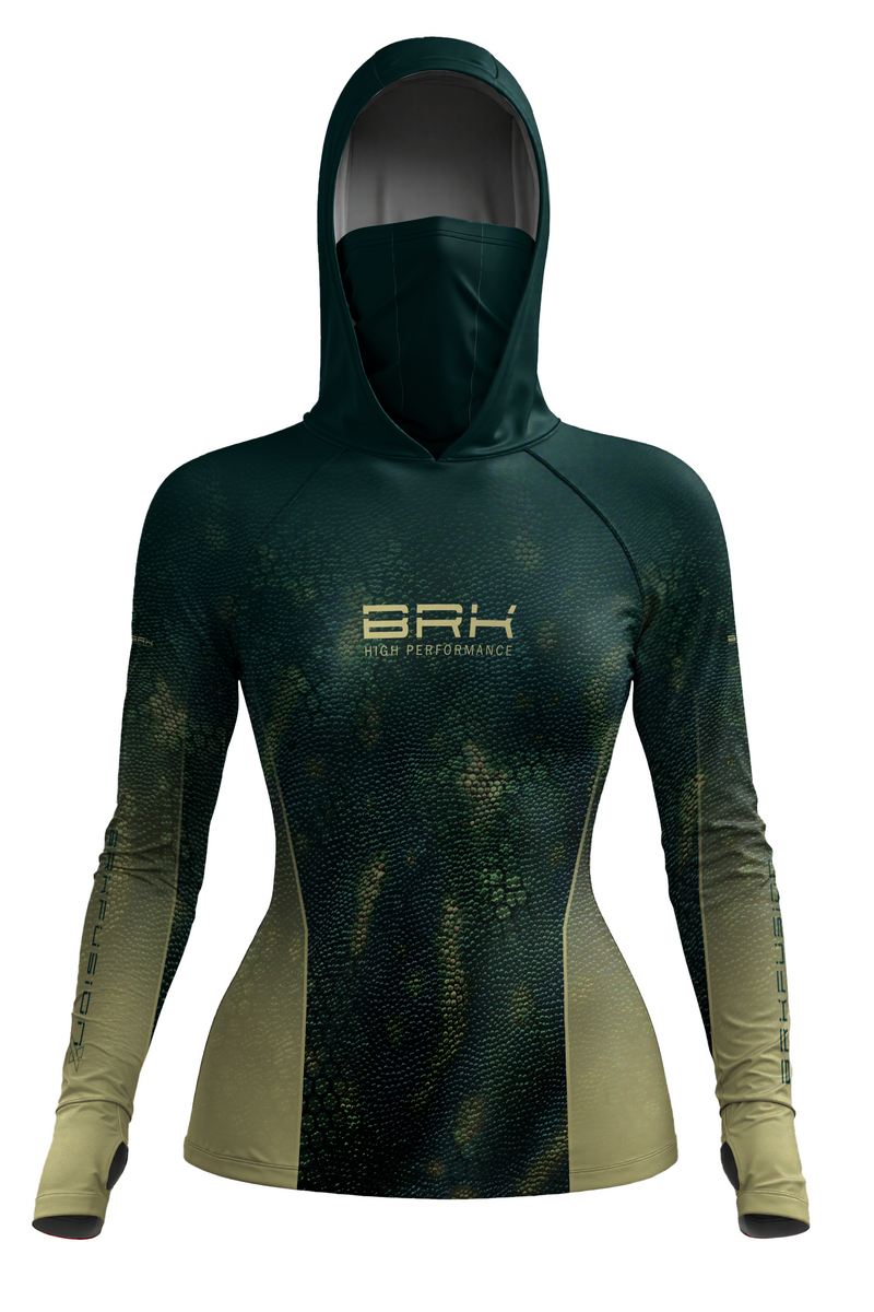 Camisa FusionX Réptil Feminina Brk Escamas Verde Musgo com Proteção UV50+