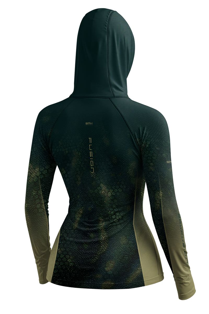Camisa FusionX Réptil Feminina Brk Escamas Verde Musgo com Proteção UV50+