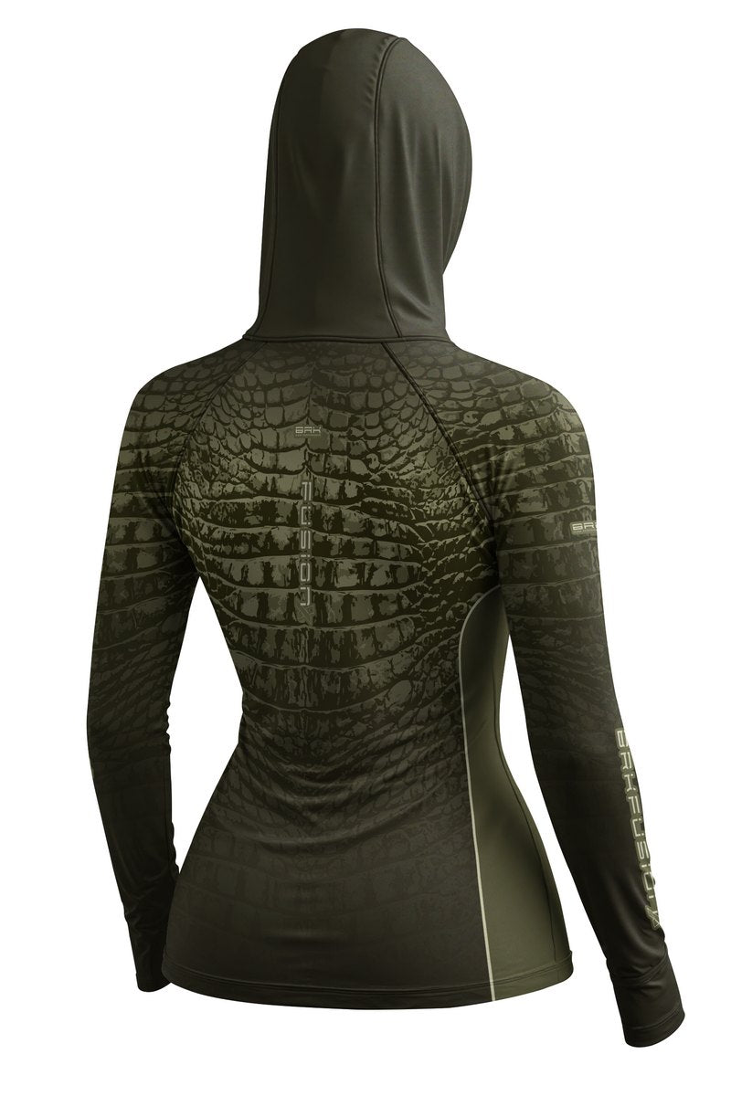 Camisa FusionX Réptil Feminina Brk Croco Verde Militar com Proteção UV50+