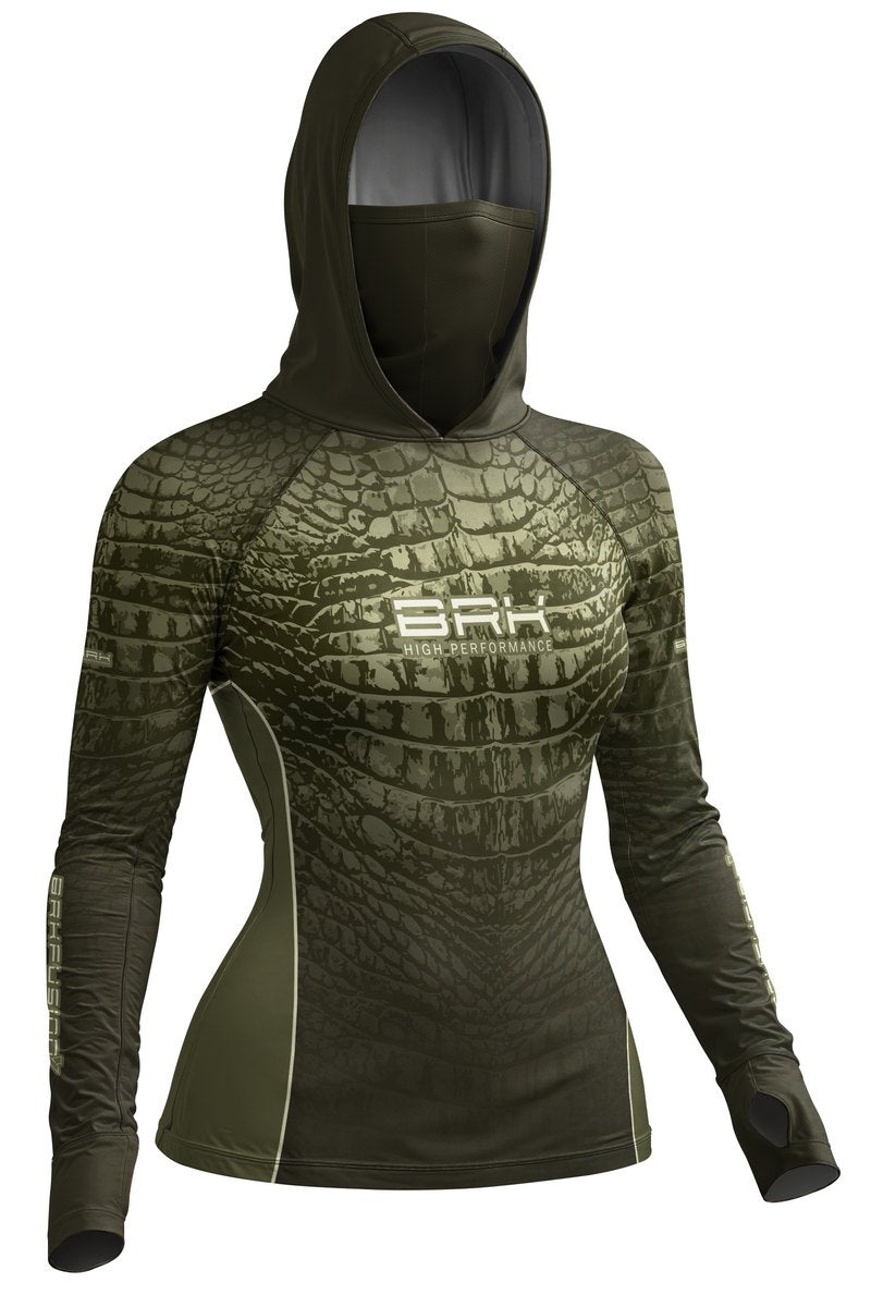 Camisa FusionX Réptil Feminina Brk Croco Verde Militar com Proteção UV50+
