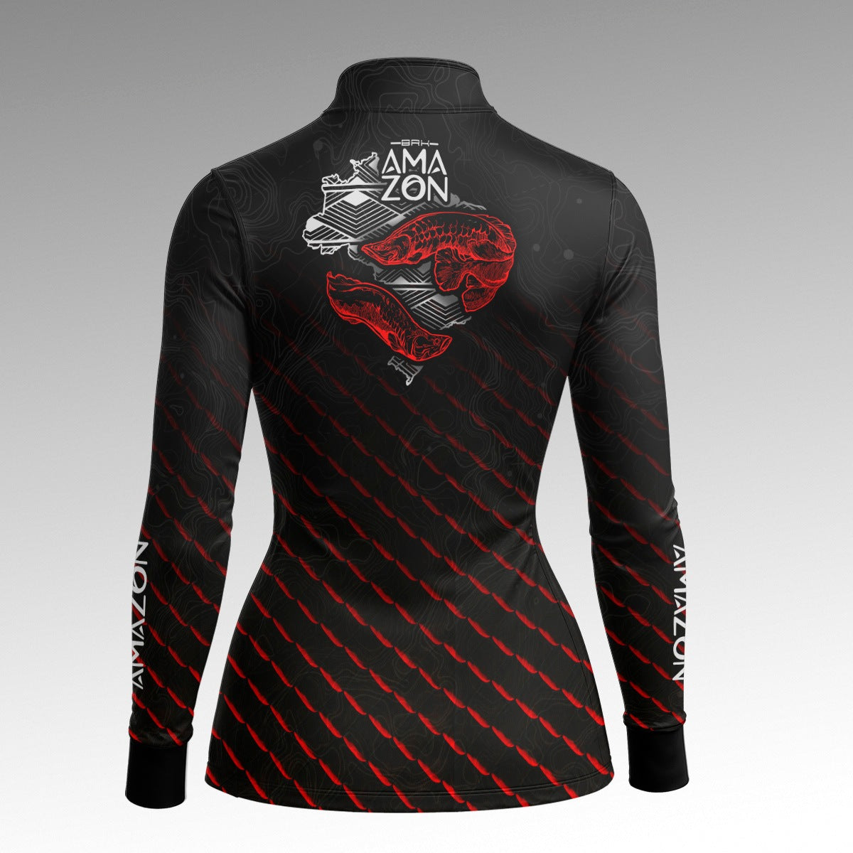 Camisa Feminina Amazon Pirarucu Preto/Vermelho