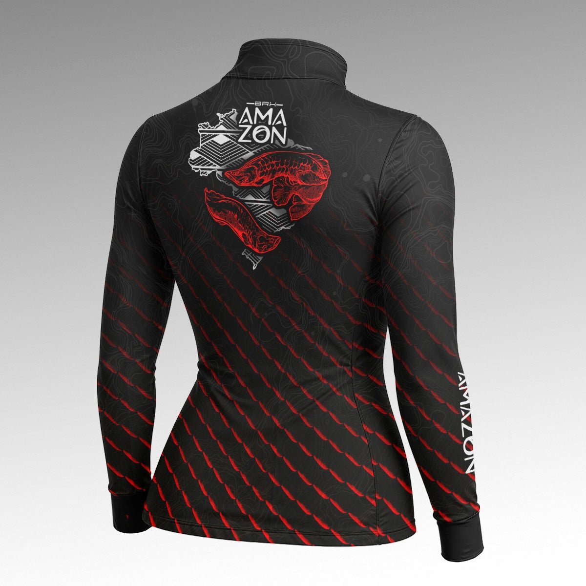 Camisa Feminina Amazon Pirarucu Preto/Vermelho