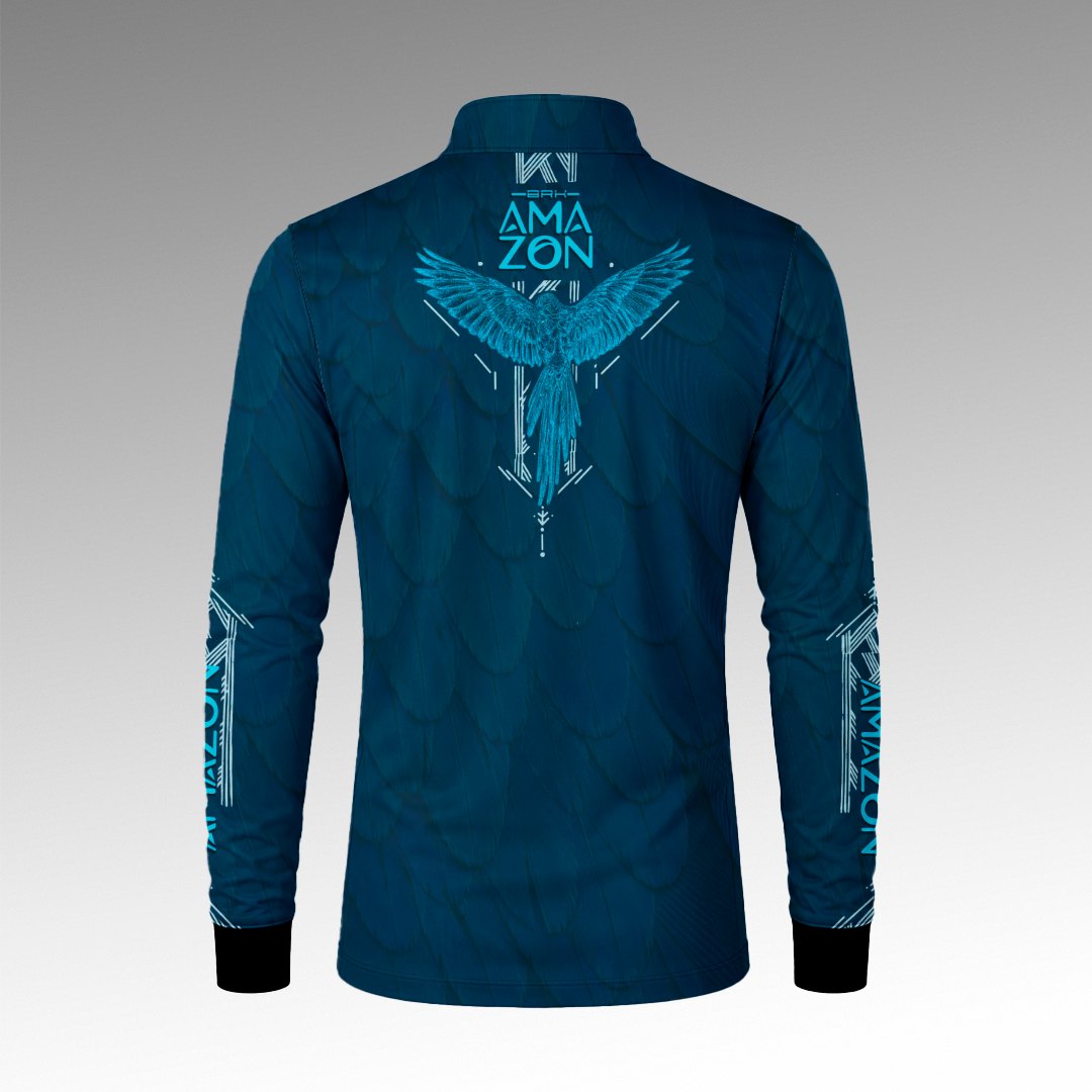 Camisa Amazon Arara-Azul Azul Petróleo