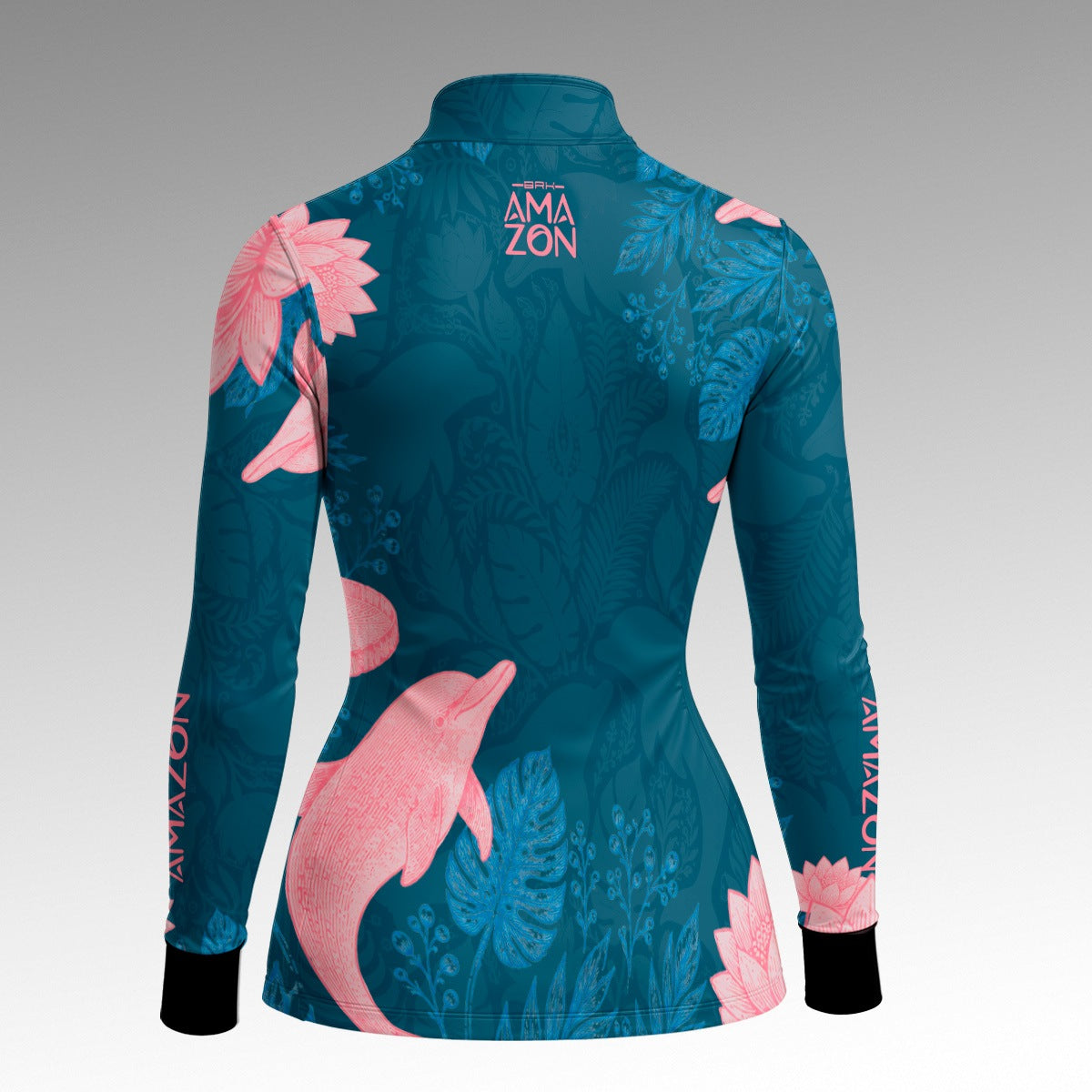 Camisa Feminina Amazon Boto-Cor-de-Rosa Azul Petróleo