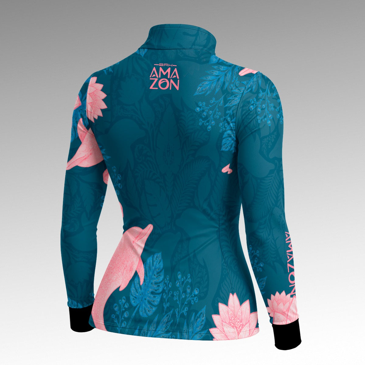 Camisa Feminina Amazon Boto-Cor-de-Rosa Azul Petróleo