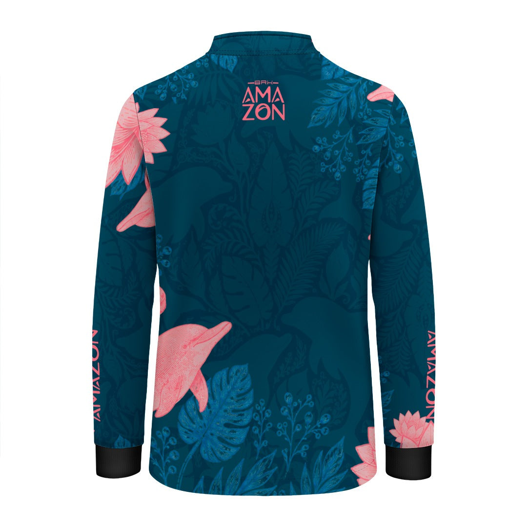 Camisa Infantil Amazon Boto-Cor-de-Rosa Azul Petróleo