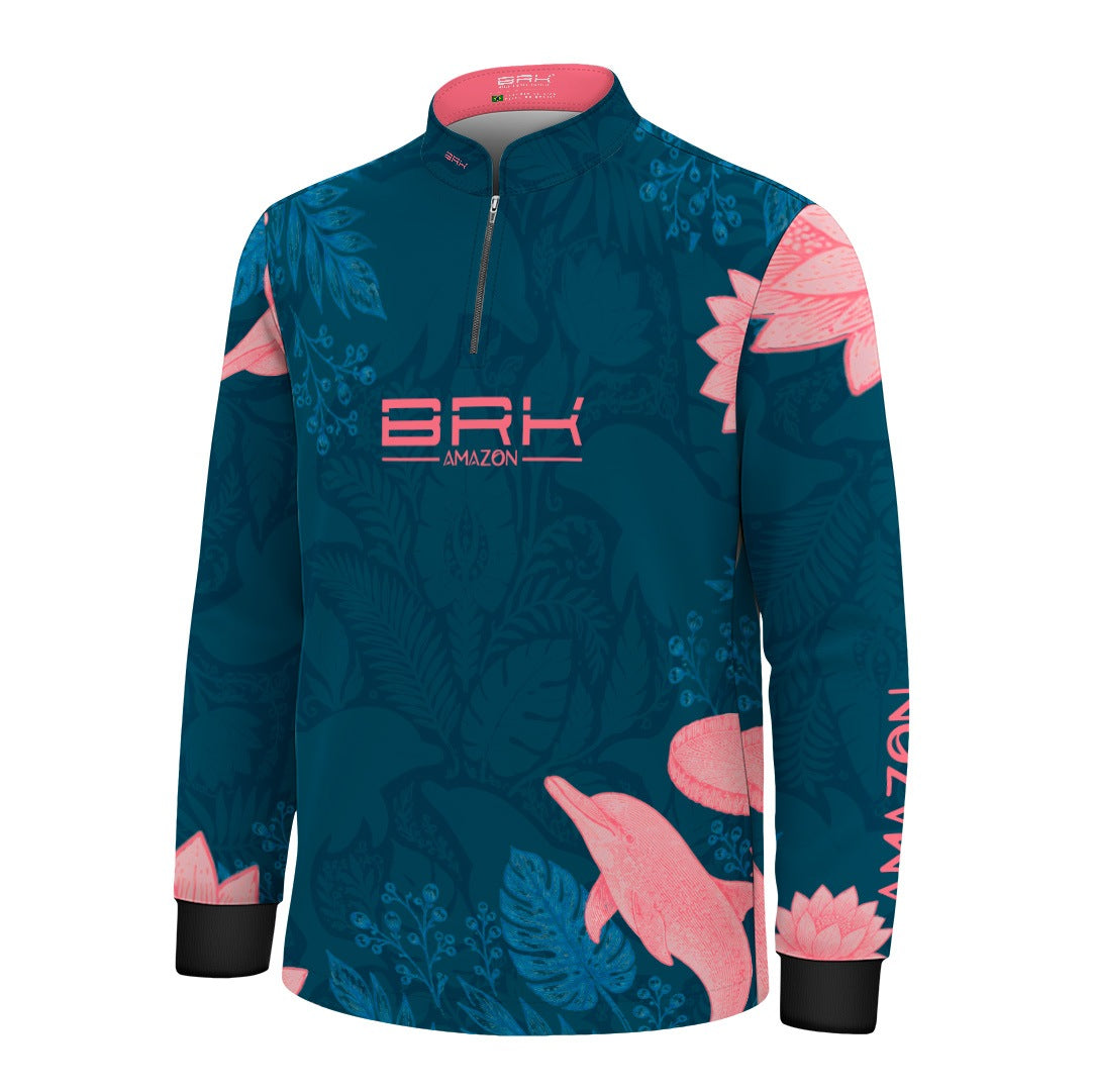 Camisa Infantil Amazon Boto-Cor-de-Rosa Azul Petróleo