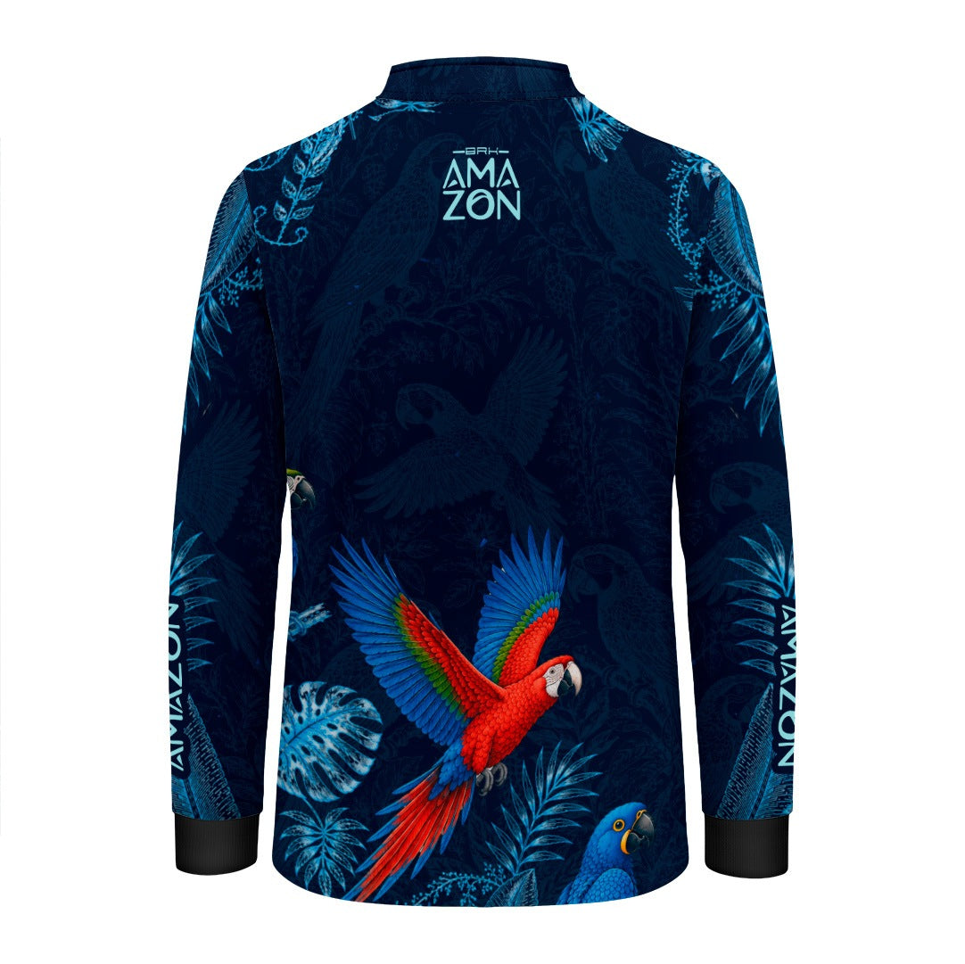 Camisa Infantil Amazon Araras Amazônicas Azul Marinho