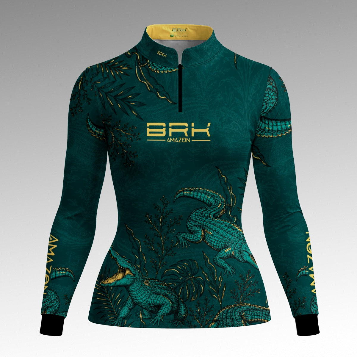 Camisa Feminina Amazon Jacaré-Açu Verde Petróleo