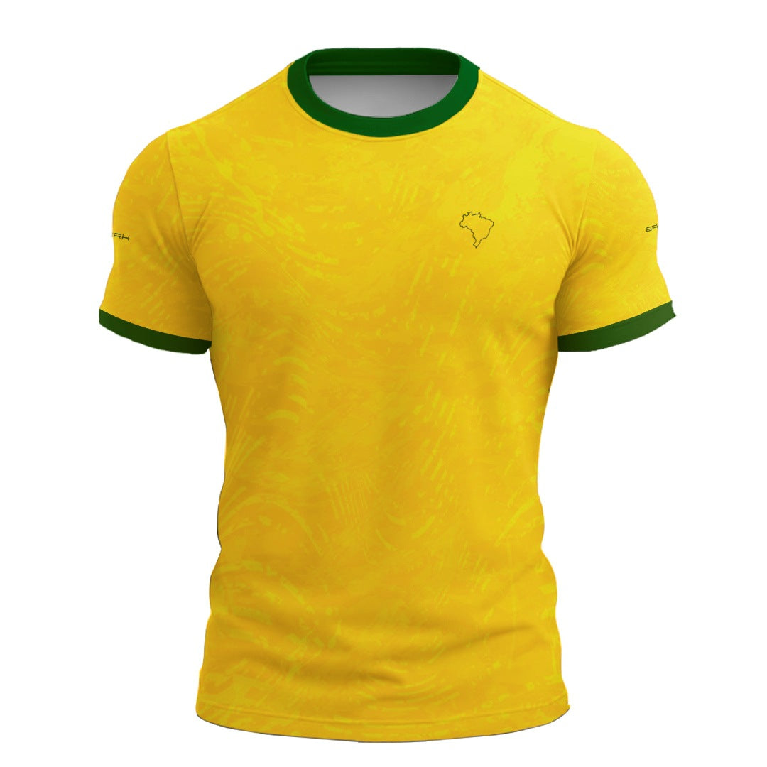 Camisa Brasil Patriota Brasil Acima de Todos Amarelo e Verde com UV50+