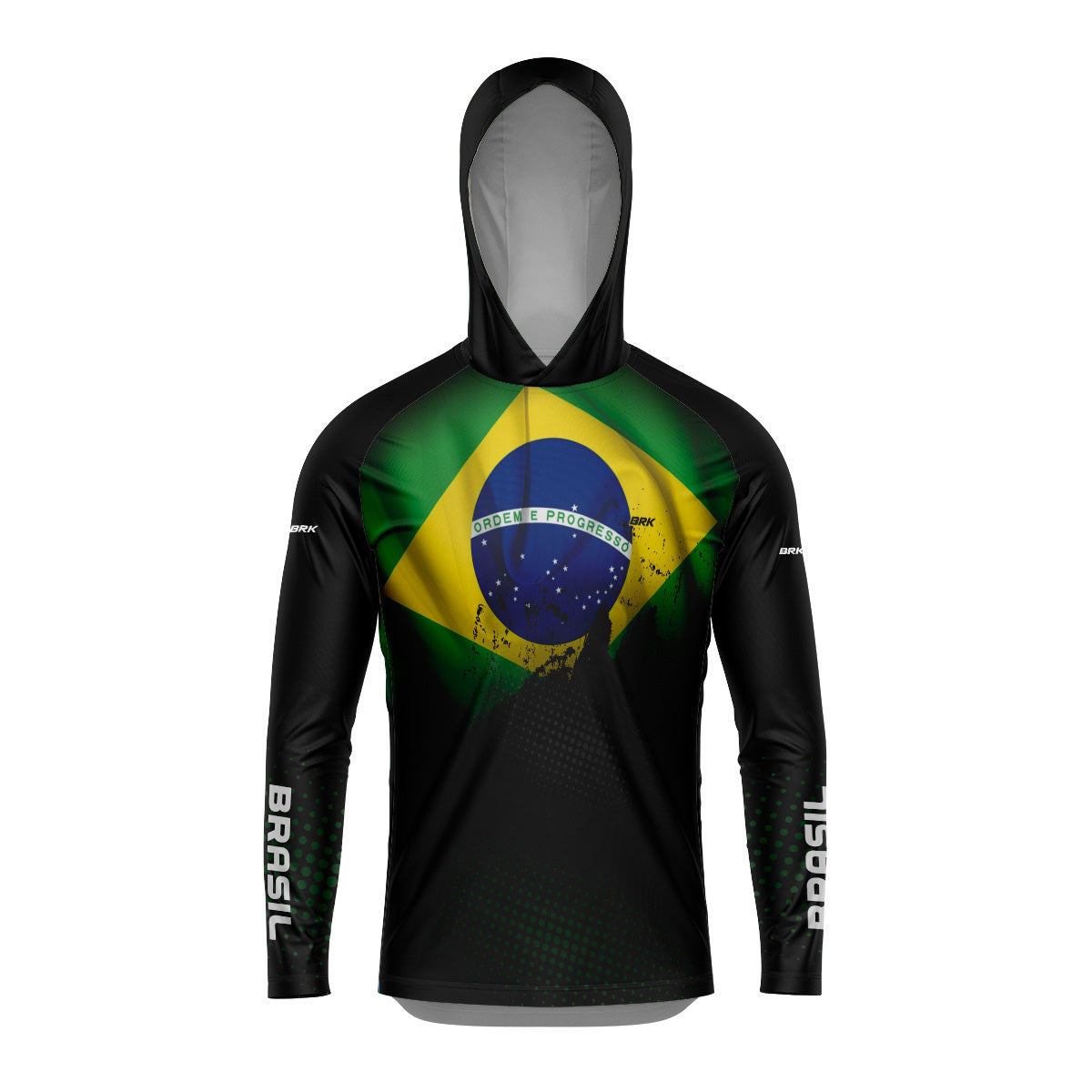 Camisa de Pesca Com Capuz BRK Brasil Preta Com UV50+