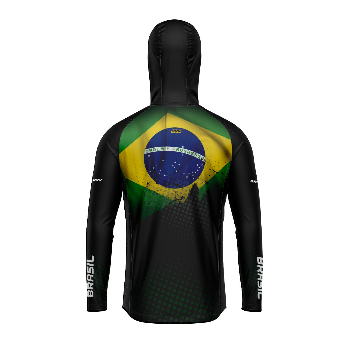 Camisa de Pesca Com Capuz BRK Brasil Preta Com UV50+