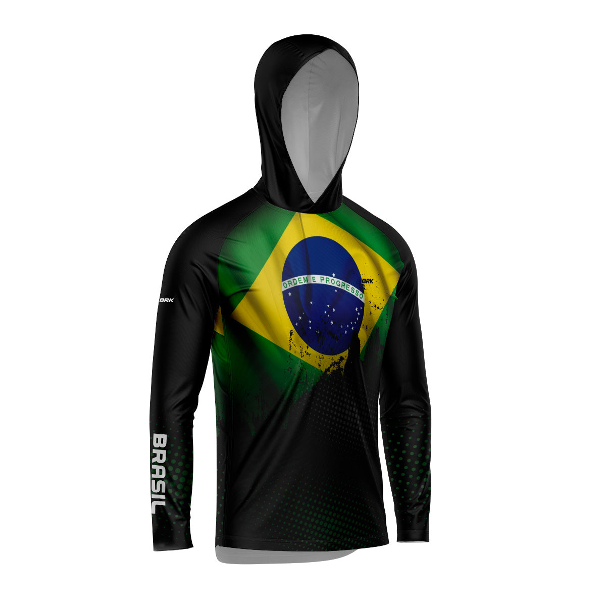 Camisa de Pesca Com Capuz BRK Brasil Preta Com UV50+