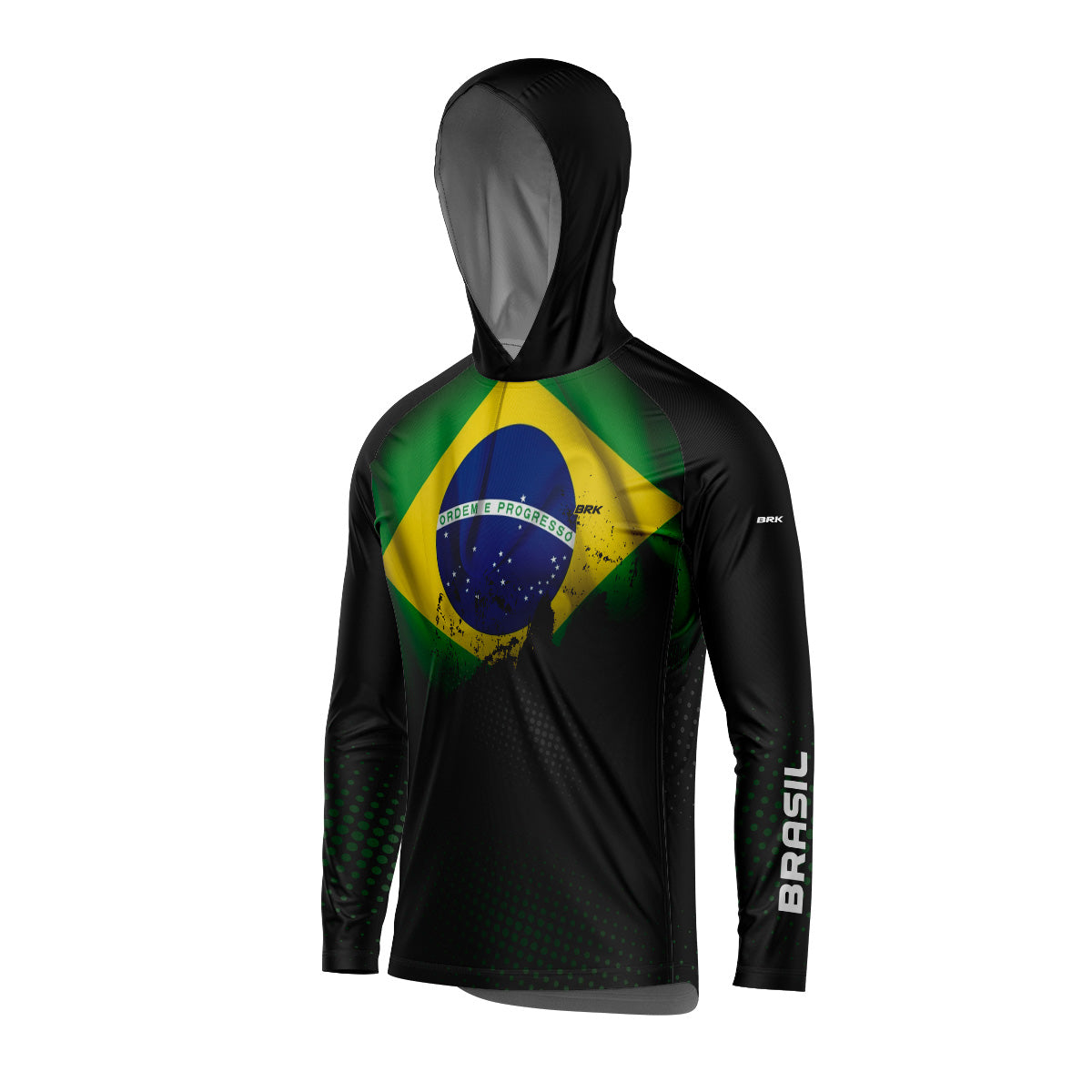 Camisa de Pesca Com Capuz BRK Brasil Preta Com UV50+