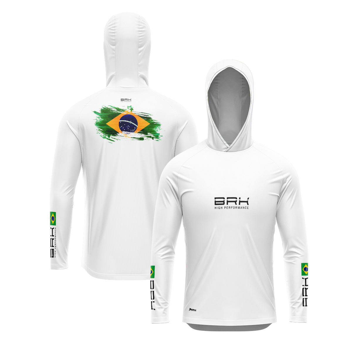 Camisa de Pesca com Capuz Brk Branca Brasil com Proteção Solar UV50+