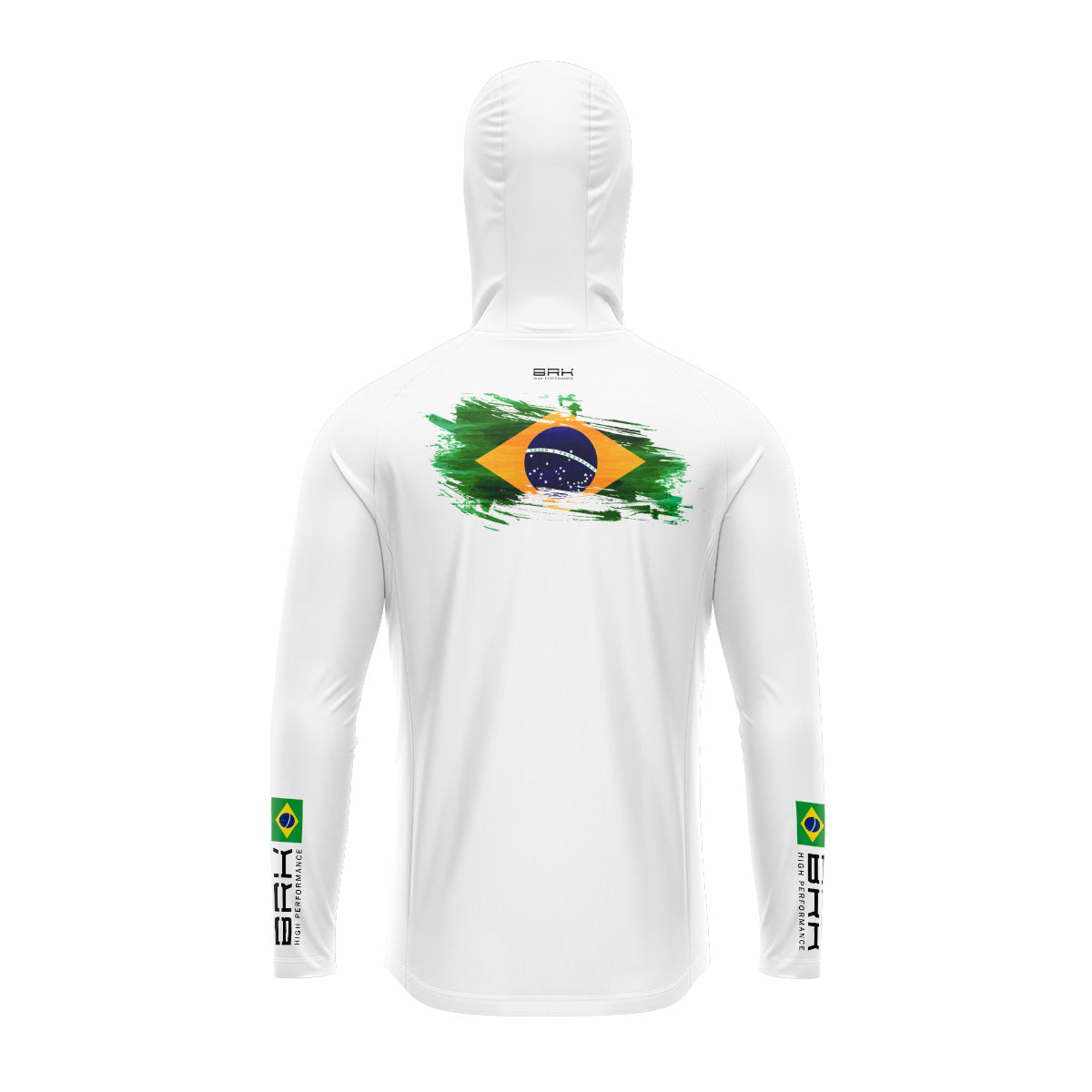 Camisa de Pesca com Capuz Brk Branca Brasil com Proteção Solar UV50+