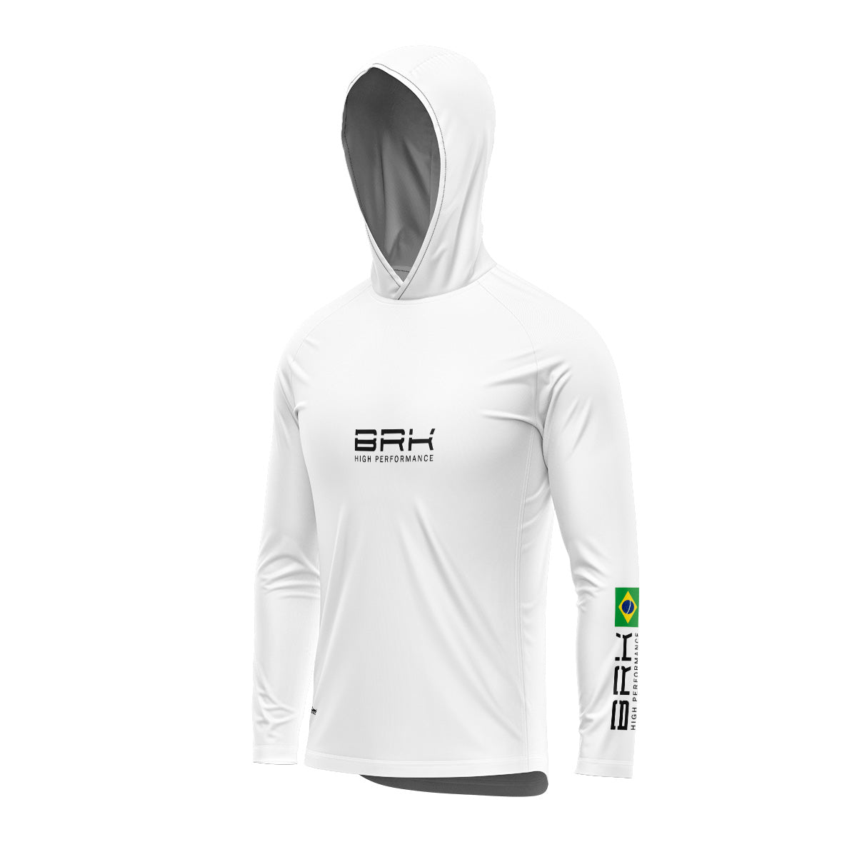 Camisa de Pesca com Capuz Brk Branca Brasil com Proteção Solar UV50+