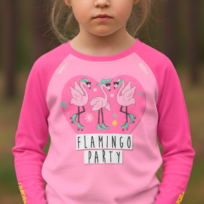 Camisa de Pesca Kids Brk Festa de Flamingos com Proteção UV50 Brk Fishing