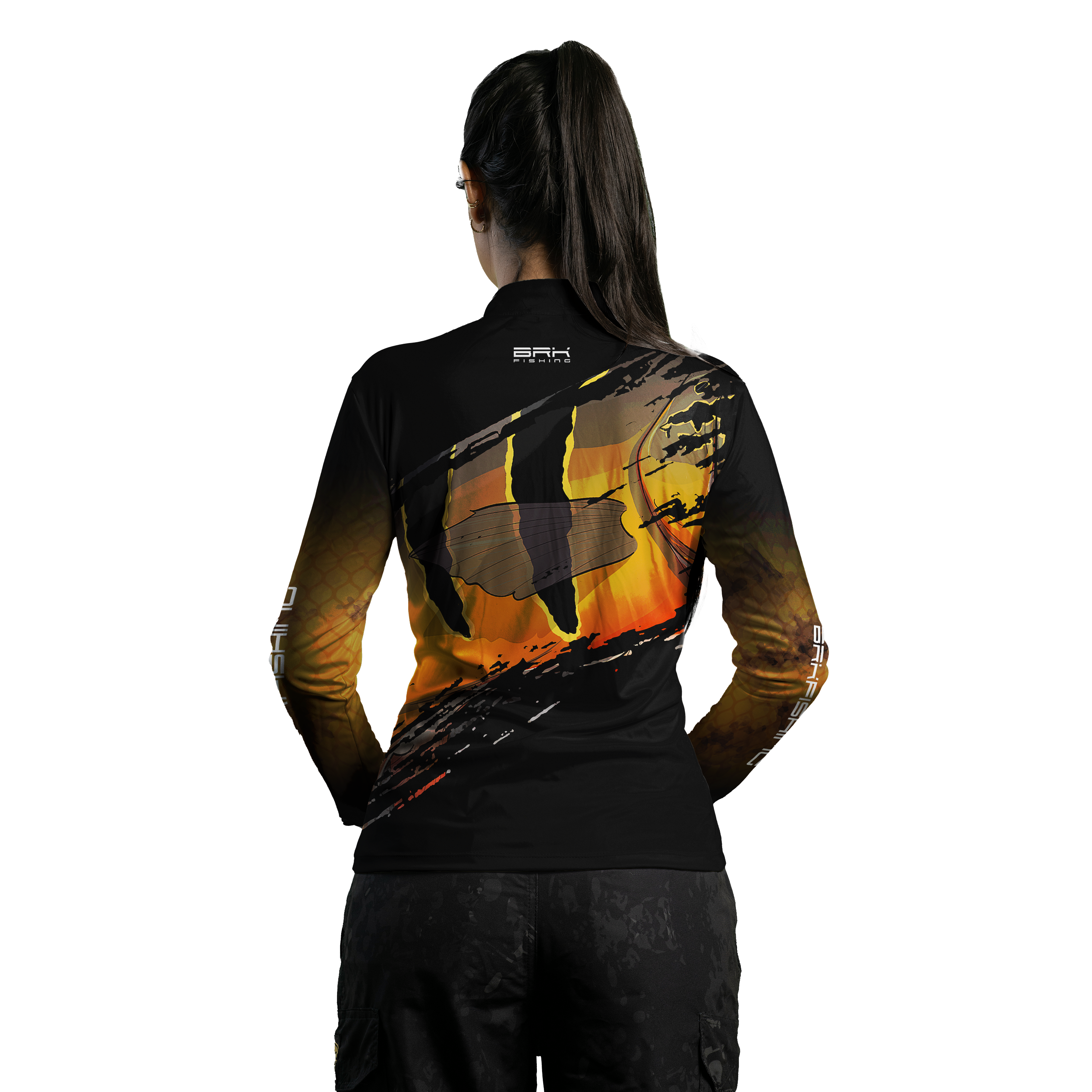 Camisa Feminina de Pesca Preta Brk Tucunaré Açu com Proteção UV50+