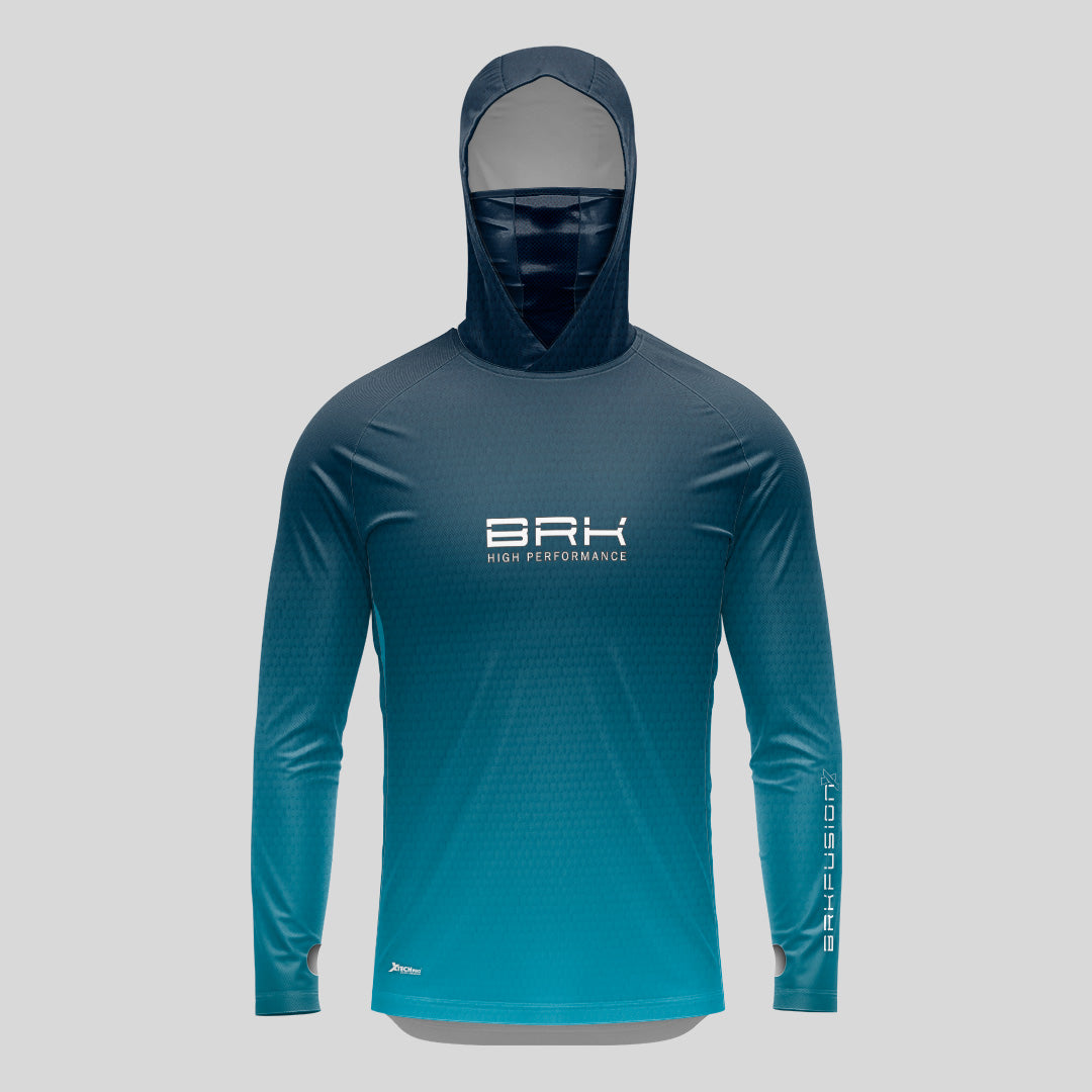 Camisa Fusionx Brk Clean Azul Escuro com Capuz e com Proteção Uv50+ - Tamanho: G