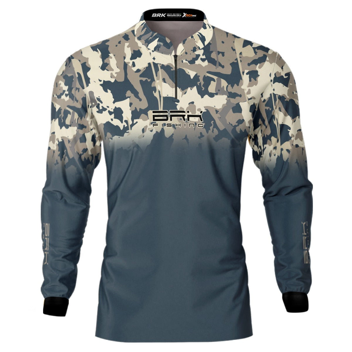 Camisa de Pesca Brk Blue Camo Areia com UV50+ - Brk Fishing
