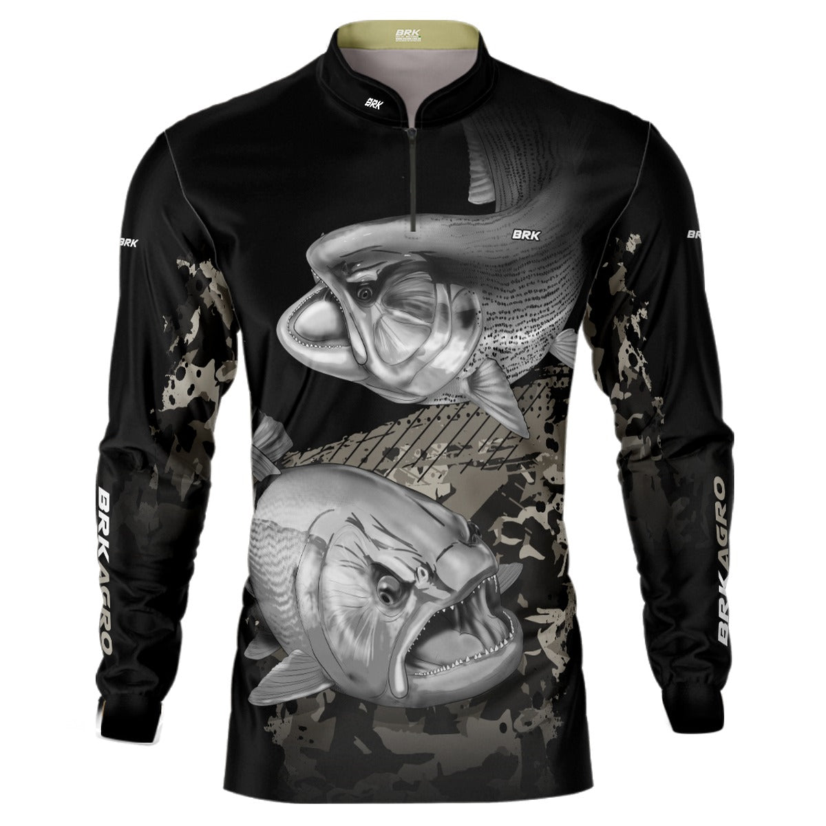 Camisa Agro Brk Preta Peixe Dourado com UV50+ - Brk Fishing