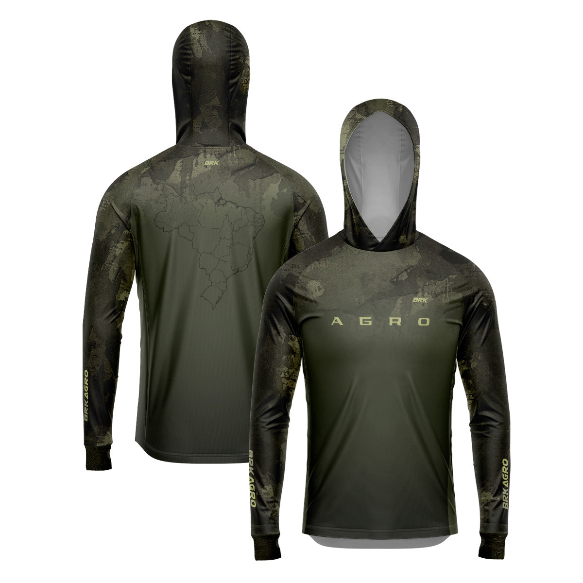Camisa de Pesca Brk com Luva e Capuz Long Horn com Proteção Uv50+ - Tamanho: G