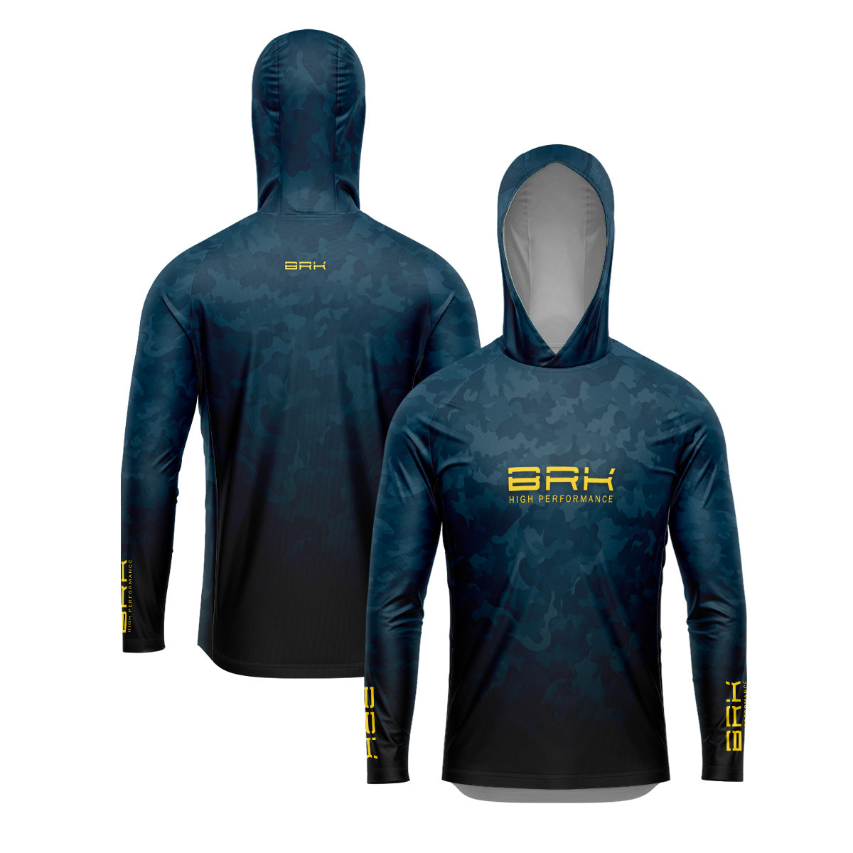 Camisa de Pesca com Capuz Brk Camuflada Azul com Proteção Uv50+ - Tamanho: M