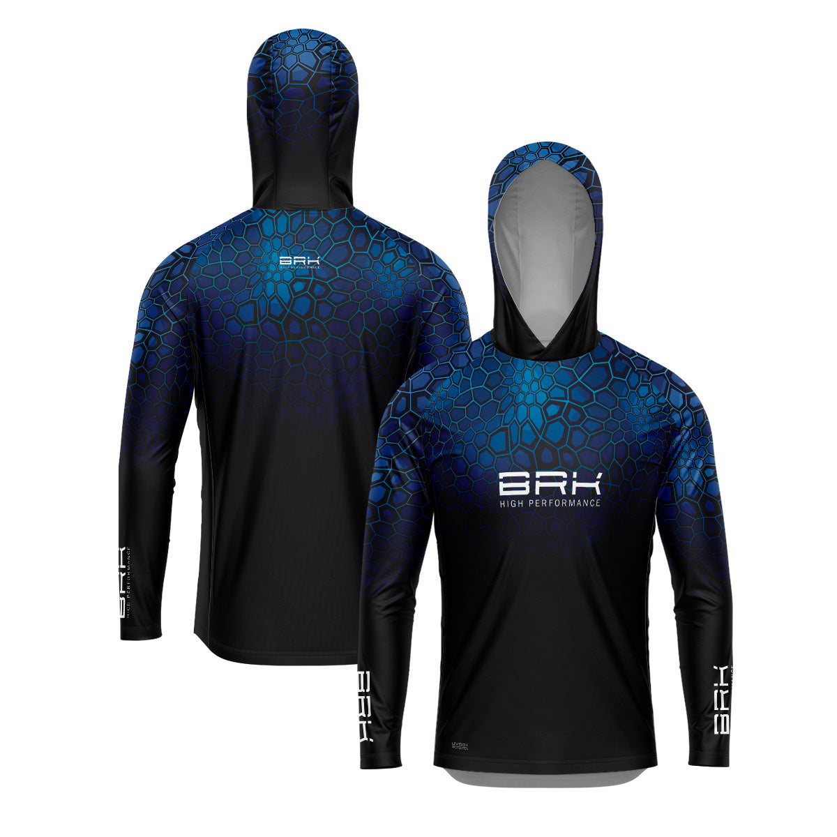 Camisa de Pesca com Capuz Brk Criptek Azul Escamas com Proteção Uv50+ - Tamanho: G