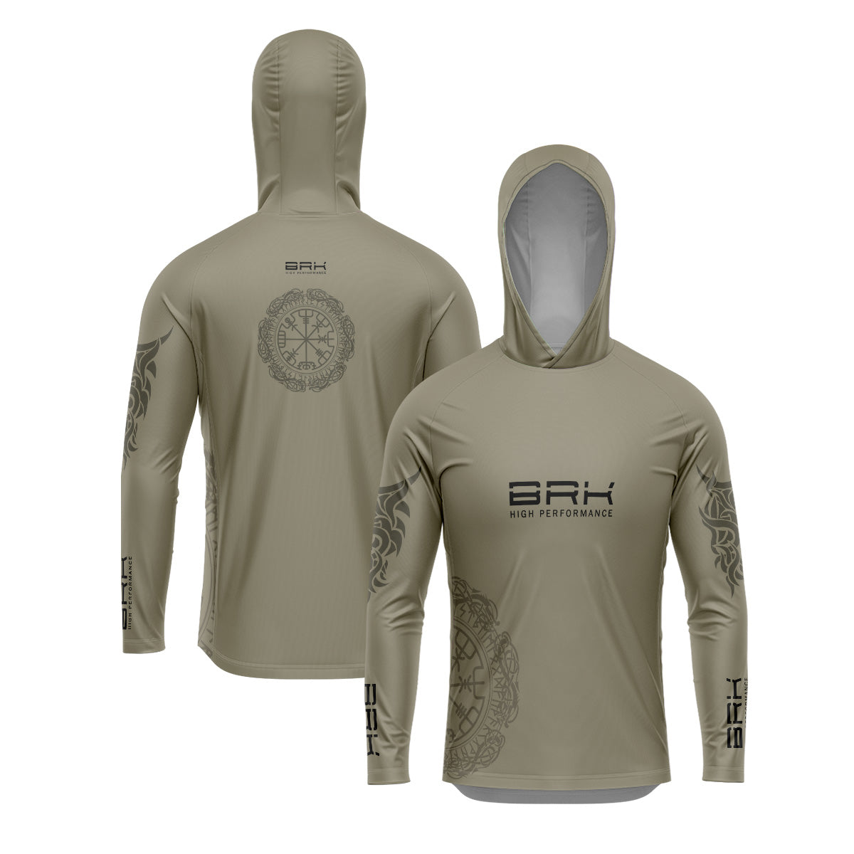 Camisa de Pesca com Capuz Brk Tribal Bege com Proteção Uv50+ - Tamanho: G2