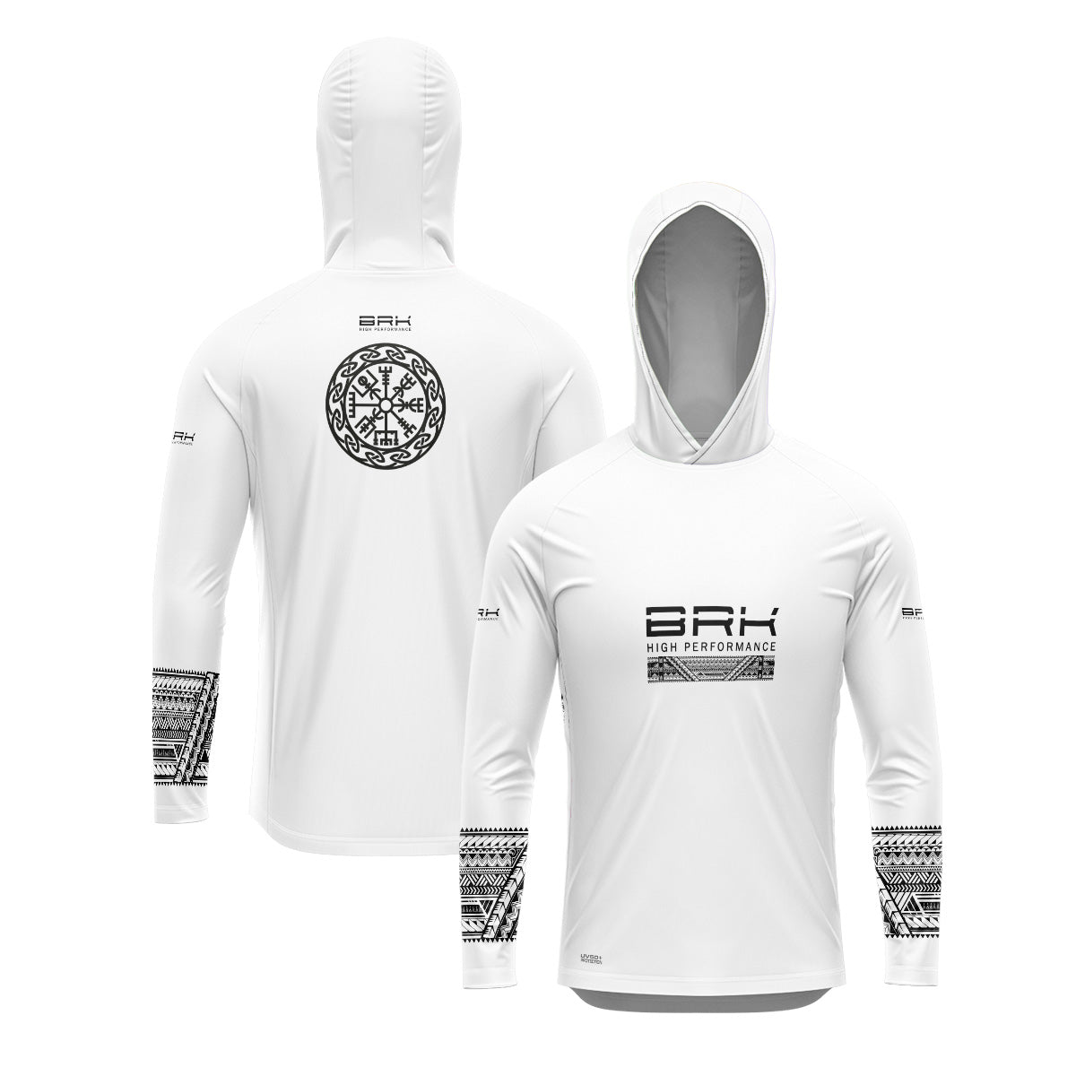 Camisa de Pesca com Capuz Brk Branco com Proteção Uv50+ - Tamanho: P