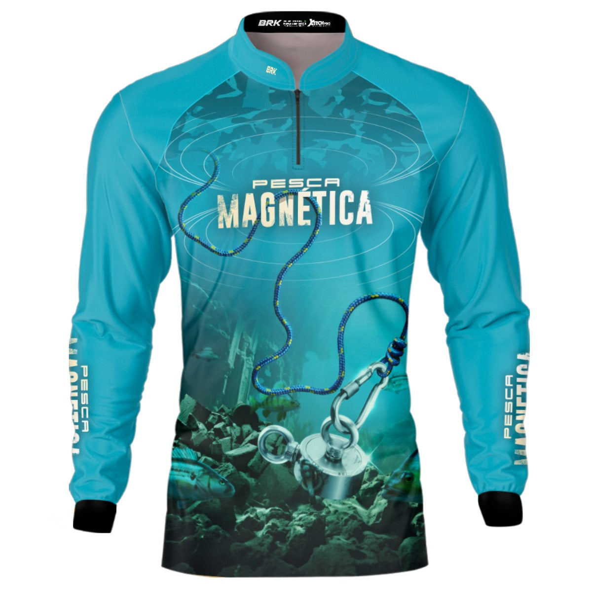 Camisa de Pesca Brk Pesca Magnética Clara com UV50+ - Brk Fishing