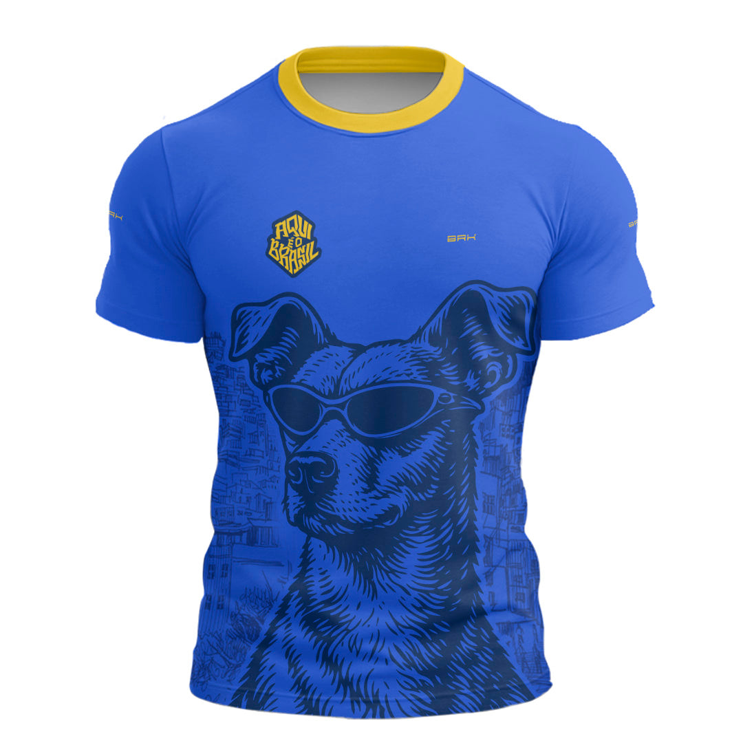 Camisa Casual Brk Aqui é o Brasil Caramelo de Óculos Azul com Proteção UV50