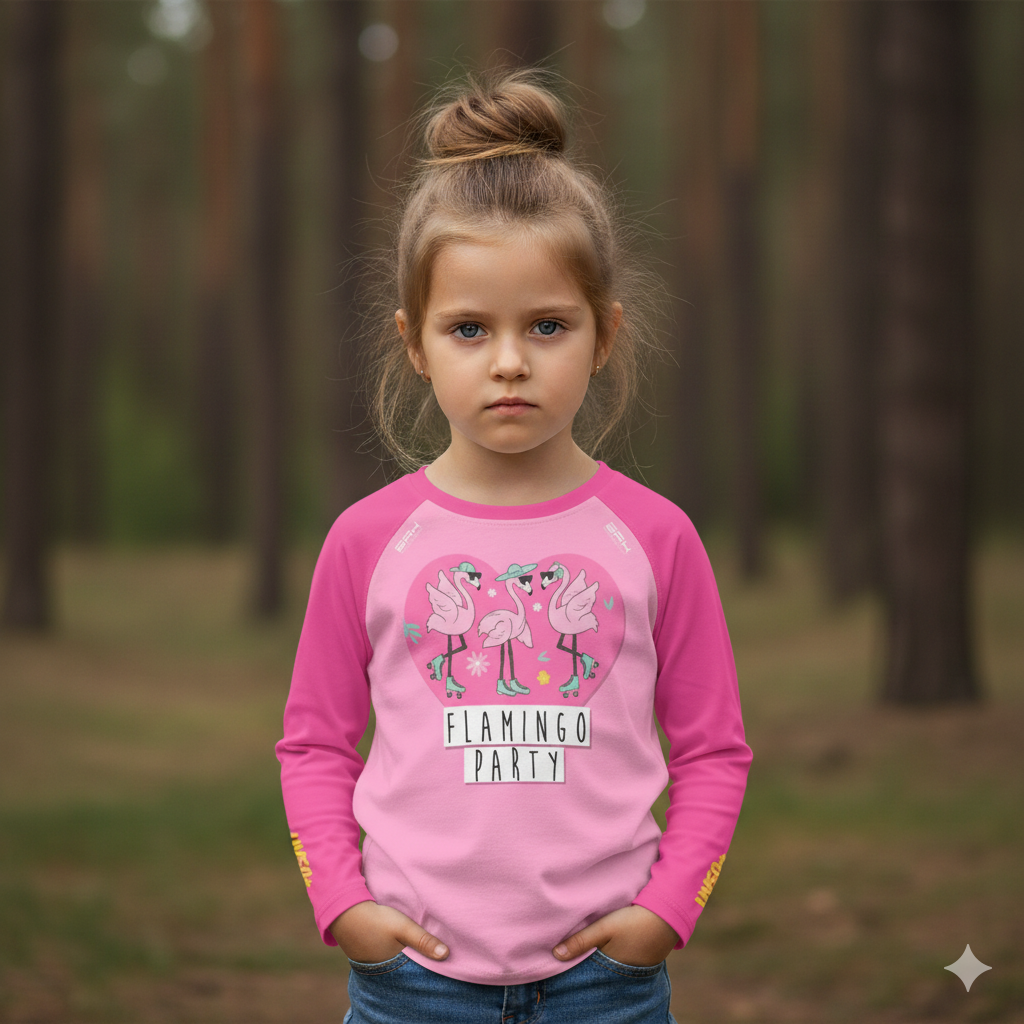 Camisa de Pesca Kids Brk Festa de Flamingos com Proteção UV50