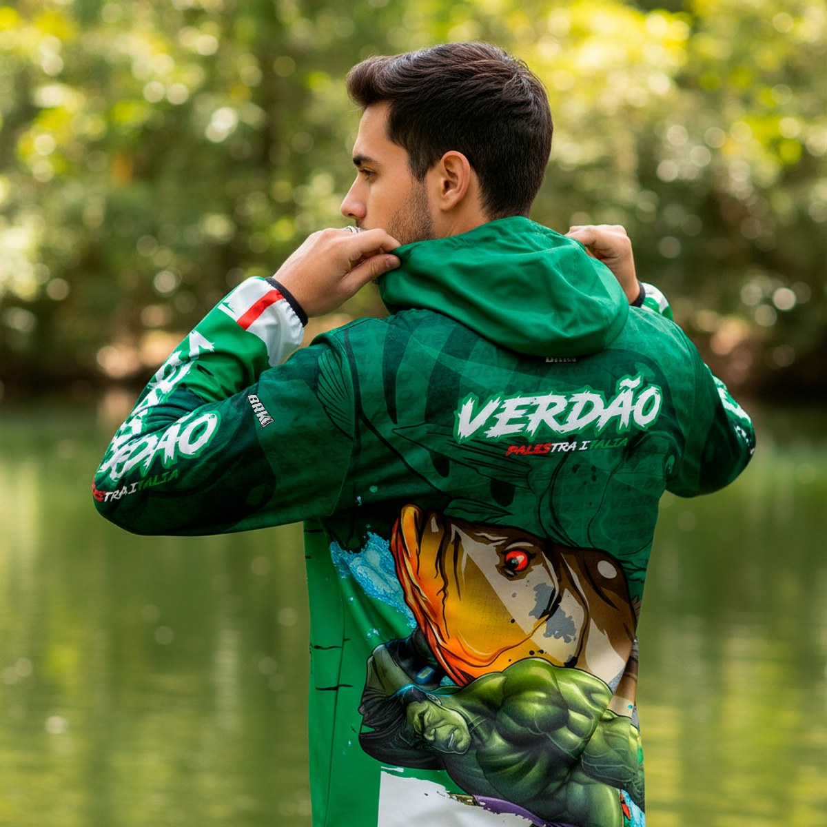 Jaqueta Corta Vento Brk Tucunaré Açu Futebol 79 Repelente à Água com UV50 Brk Fishing