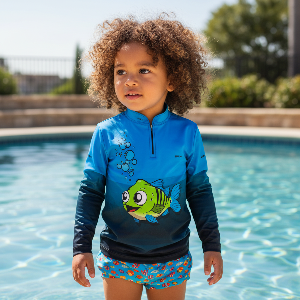 Camisa de Pesca Infantil Brk Tucuna Azul com UV50 + Brk Fishing