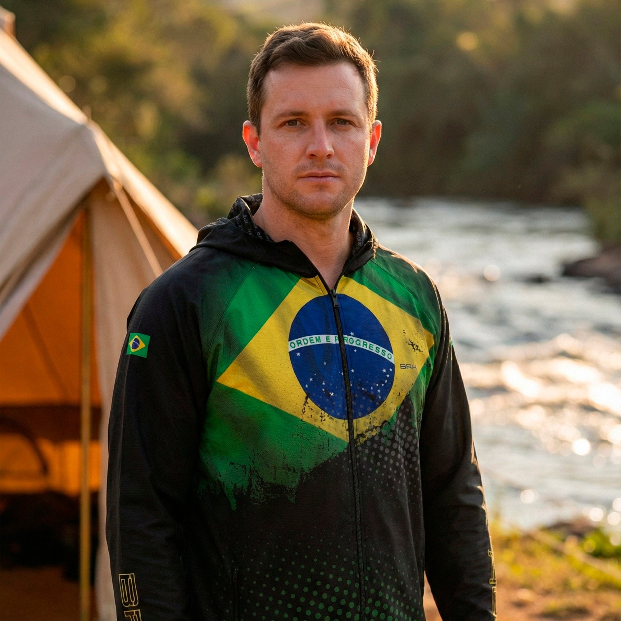 Jaqueta Corta Vento Brk Brasil Repelente à Água com UV50 Brk Fishing