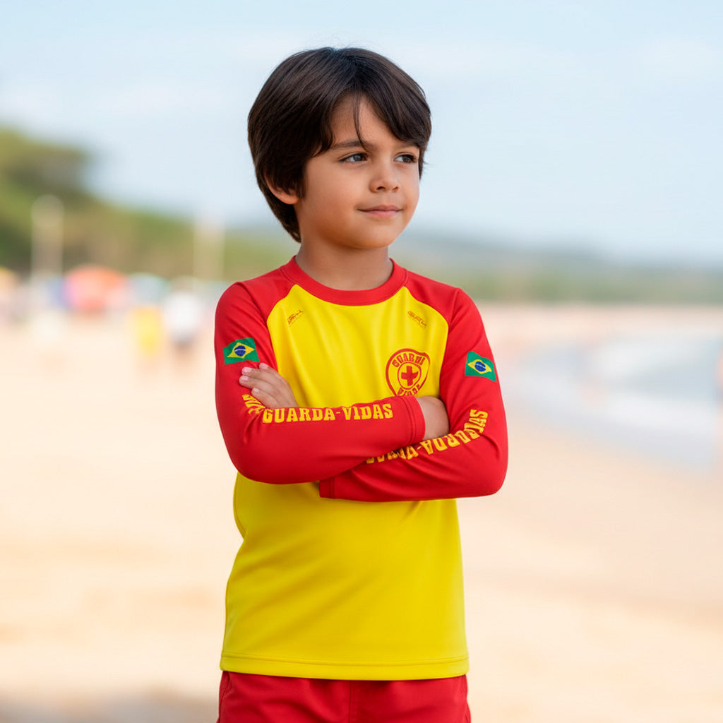 Camisa de Pesca Kids Brk Salva Vidas Mirim com Proteção UV50 Brk Fishing