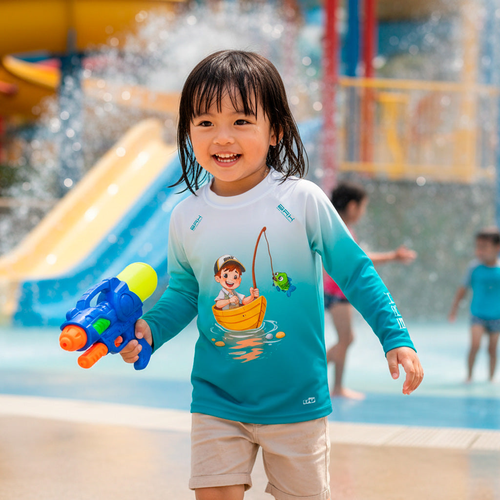 Camiseta Infantil Brk Estampa de Pescando Tucunaré com Proteção UV50+ Brk Fishing