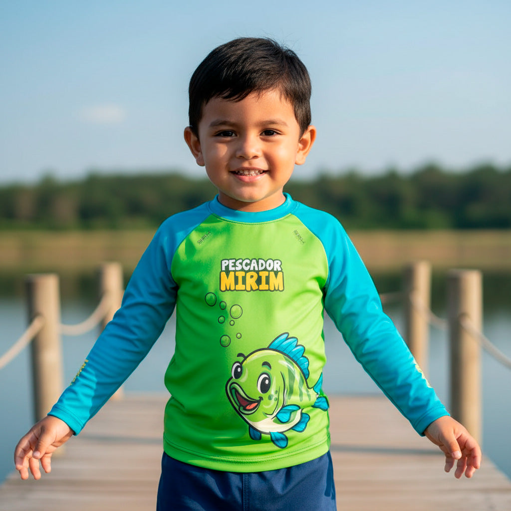 Camisa de Pesca Kids Brk Verde Pescador Mirim com Proteção UV50 Brk Fishing