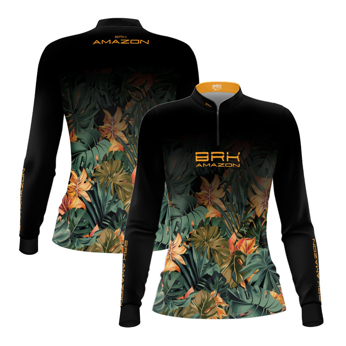 Camisa Feminina Brk Amazon Preta Folhagem com Proteção UV50