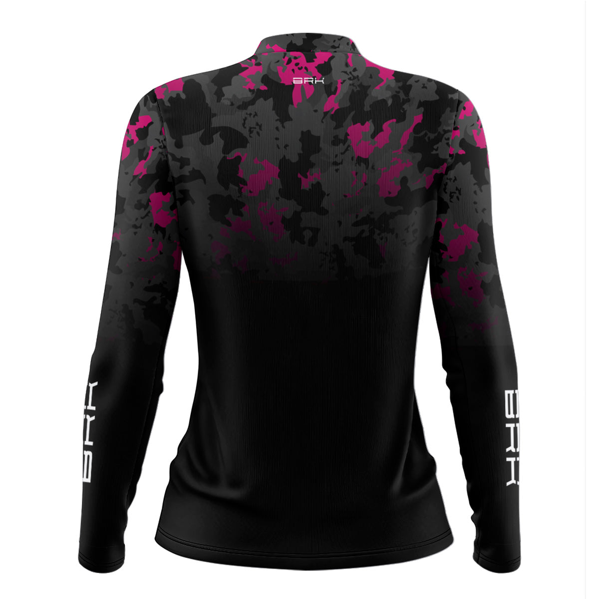 Camisa Agro Feminina Brk Camuflada Preta e Rosa com Proteção Solar UV50+