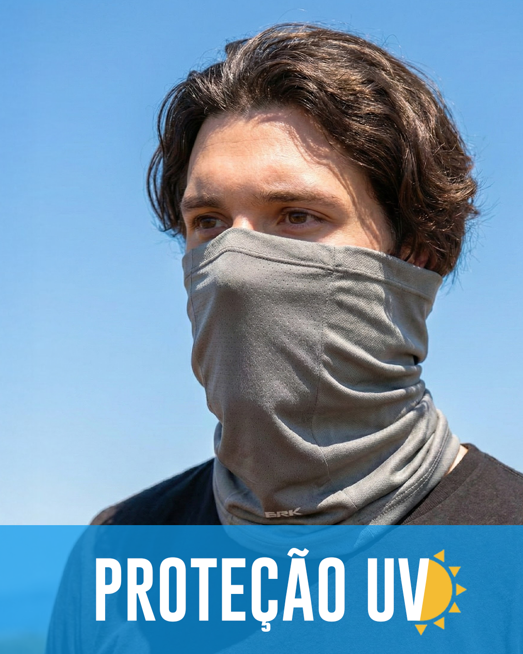 Bandana Tubeneck Brk Cinza Lisa Com Proteção UV50+