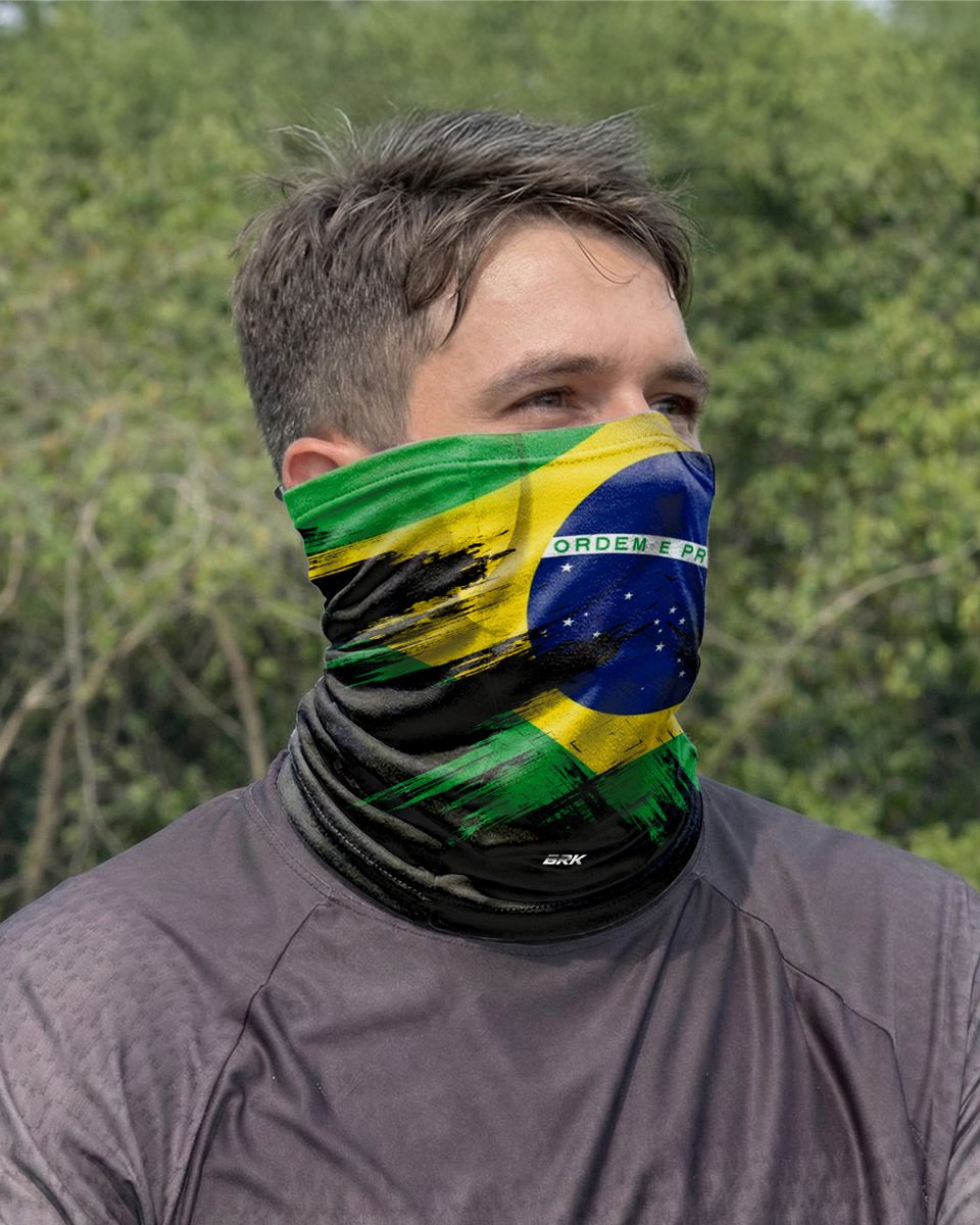 Bandana Balaclava Tubeneck Brk Multifuncional Bandeira do Brasil 2 com Proteção UV50+